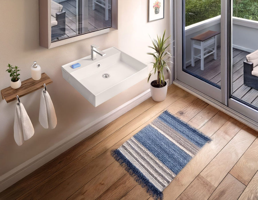 Whitehaus 24" Rectangular Wall Mount Basin, Single Faucet, Overflow B-AG61-1H