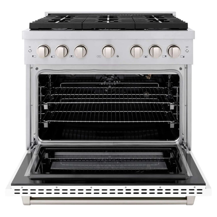 ZLINE 36 In. Gas Range, Stainless Steel, White Matte, SGR-WM-36