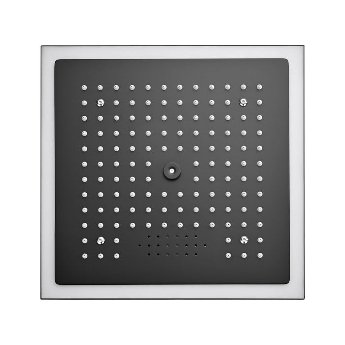 12-Inch Matte Black Flush Mount Shower Faucet Set with Digital Display: 4-Way Thermostatic Control, 64-Color LED Lights, Bluetooth Music, Body Sprayers and Regular Head