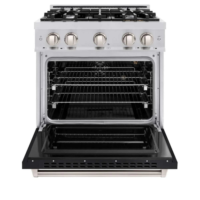 ZLINE 30"Classic Gas Range, Convection Gas Oven, Stainless Steel, Black Matte Door CGR-BLM-30