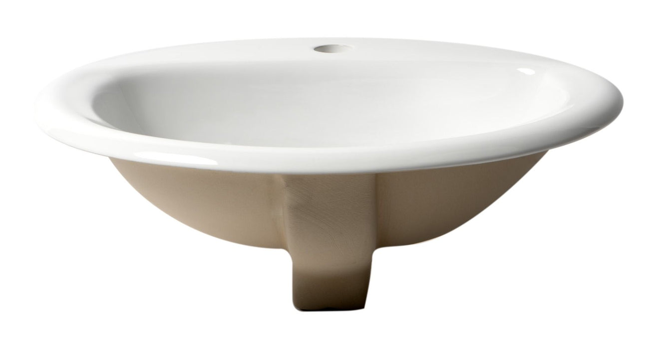 ALFI brand White 21" Oval Drop In Ceramic Sink, Faucet Hole ABC802
