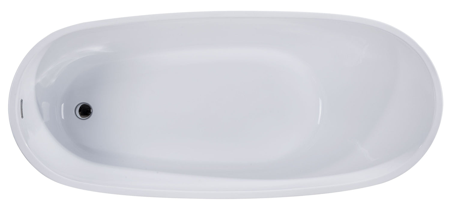 ALFI brand 68" White Oval Acrylic Free Standing Soaking Bathtub AB8826