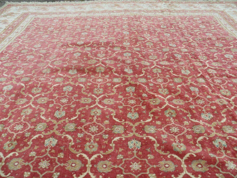 12' X 18' Palace Size Handmade Egyptian Wool Rug Carpet Soft Colors Red & Beige