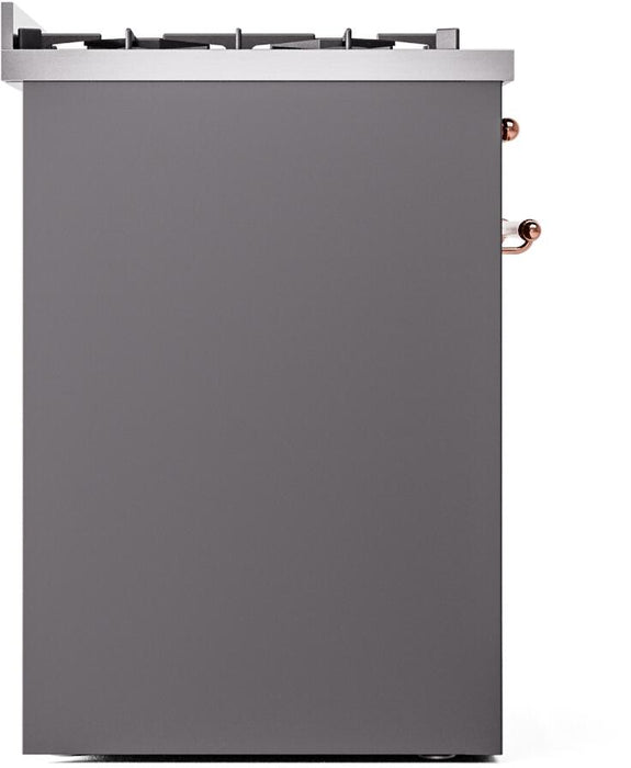 ILVE Nostalgie II 30" Dual Fuel Liquid Propane Range, Matte Graphite, Copper Trim UP30NMPMGPLP ILVE