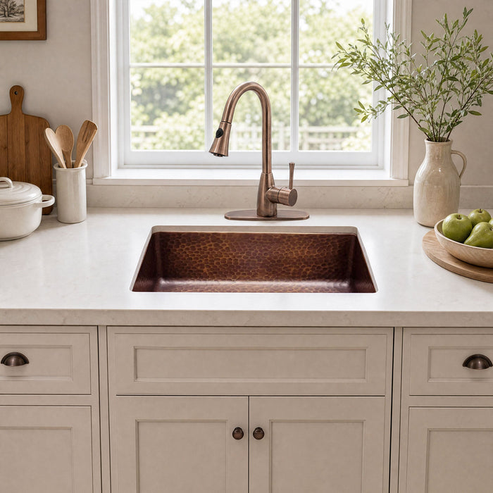 Nauxus Custom Handmade Undermount Copper Kitchen Sink, UDMK05-NX