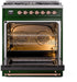 ILVE Nostalgie II 30" Dual Fuel Liquid Propane Range, Emerald Green, Copper Trim UP30NMPEGPLP ILVE