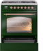 ILVE Nostalgie II 30" Dual Fuel Liquid Propane Range, Emerald Green, Copper Trim UP30NMPEGPLP ILVE