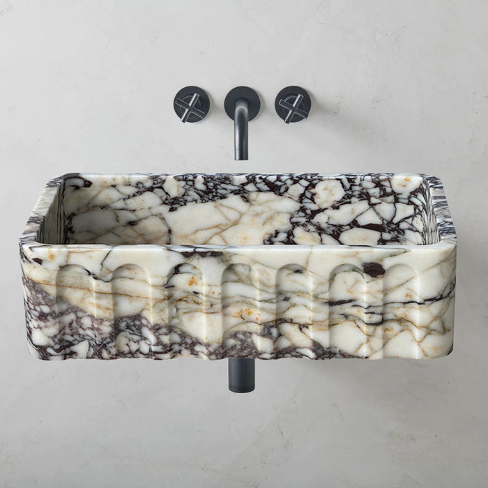 Calacatta Viola Marble Wall Mount Bathroom Vanity Sink 19.5x31.5