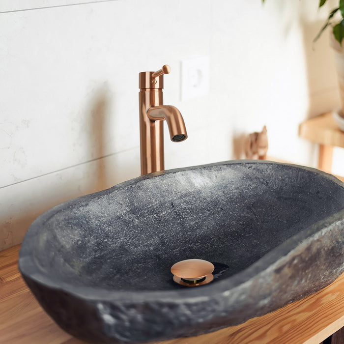 Copper Push Button Bathroom Sink Drain Stopper Without Overflow - AK82001C