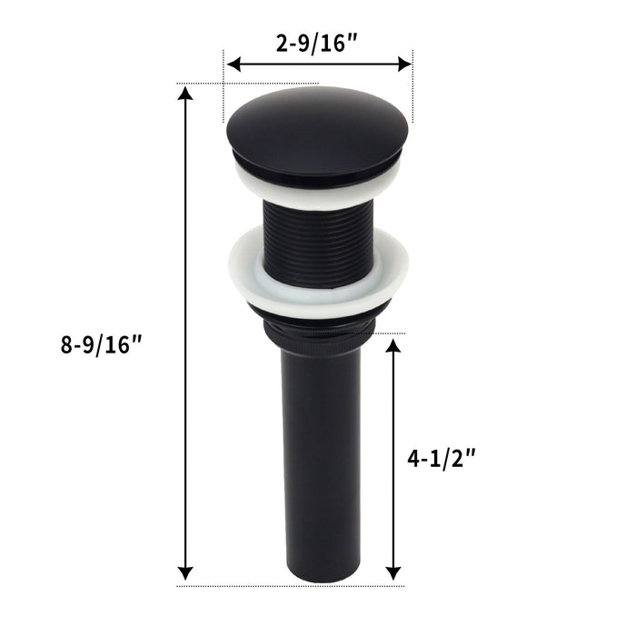 Matte Black Push Button Bathroom Sink Drain Stopper Without Overflow - AK82001MB