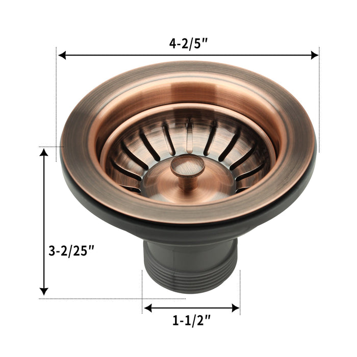 Antique Copper Kitchen Sink Stopper Replacement for 3-1/2 Inch Standard Strainer Drain