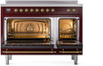 ILVE Nostalgie II 48" Electric Range, Burgundy, Brass Trim UPI486NMPBUG ILVE