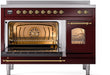 ILVE Nostalgie II 48" Electric Range, Burgundy, Brass Trim UPI486NMPBUG ILVE