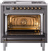 ILVE Nostalgie II 36" Dual Fuel Liquid Propane Range, Matte Graphite, Bronze Trim UP36FNMPMGBLP ILVE