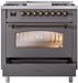 ILVE Nostalgie II 36" Dual Fuel Liquid Propane Range, Matte Graphite, Bronze Trim UP36FNMPMGBLP ILVE