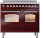 ILVE Nostalgie II 40" Electric Range, Burgundy, Chrome Trim UPDI406NMPBUC ILVE