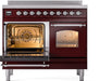 ILVE Nostalgie II 40" Electric Range, Burgundy, Chrome Trim UPDI406NMPBUC ILVE