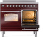 ILVE Nostalgie II 40" Electric Range, Burgundy, Chrome Trim UPDI406NMPBUC ILVE