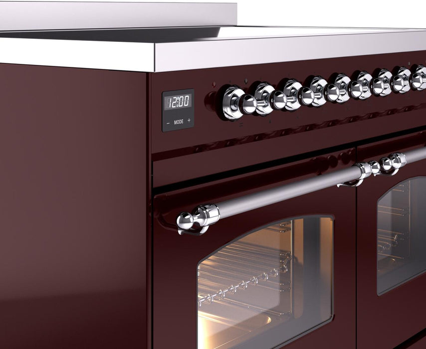 ILVE Nostalgie II 40" Electric Range, Burgundy, Chrome Trim UPDI406NMPBUC ILVE