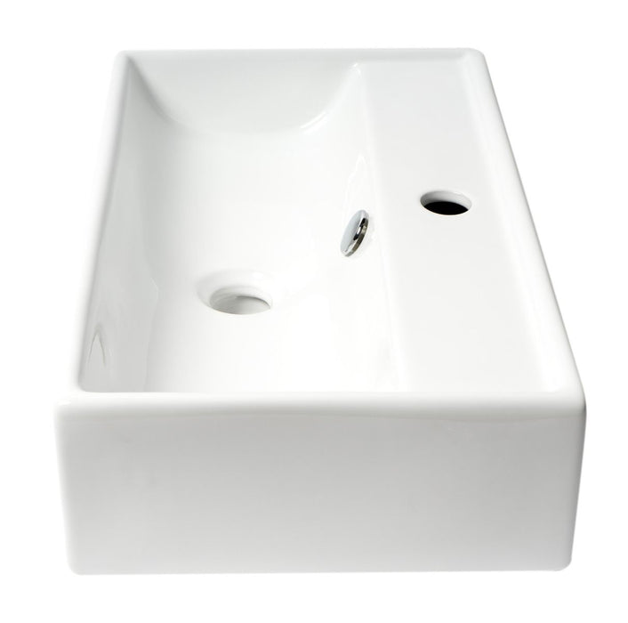 ALFI brand White 22" Rectangular Wall Mounted Ceramic Sink, Faucet Hole ABC122