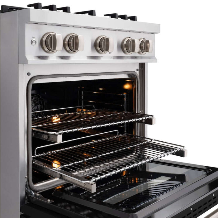 ZLINE 30" Dual Fuel Range, Gas Cooktop, Electric Convection Oven Stainless Steel, Black Matte Door CDR-BLM-30
