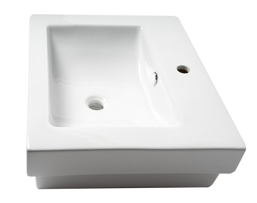 ALFI brand White 24" Rectangular Semi Recessed Ceramic Sink, Faucet Hole ABC701