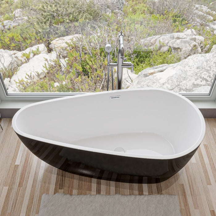 ALFI brand 59" White Oval Acrylic Free Standing Soaking Bathtub AB8861