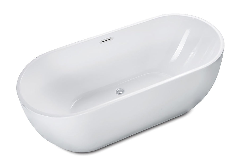 ALFI brand 67" White Oval Acrylic Free Standing Soaking Bathtub AB8839