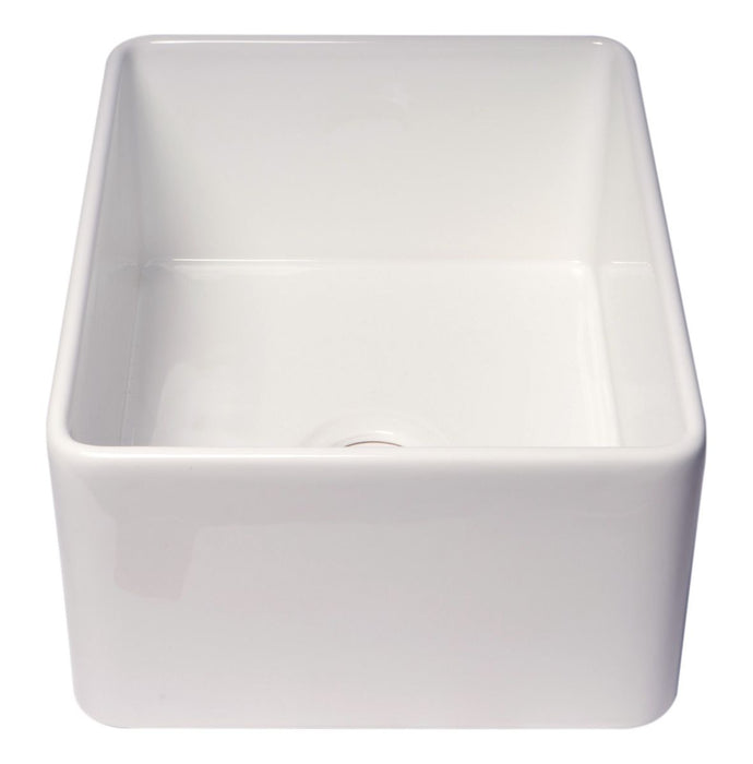 ALFI brand Smooth Apron 24" Single Bowl Fireclay Farm Sink ABF2418