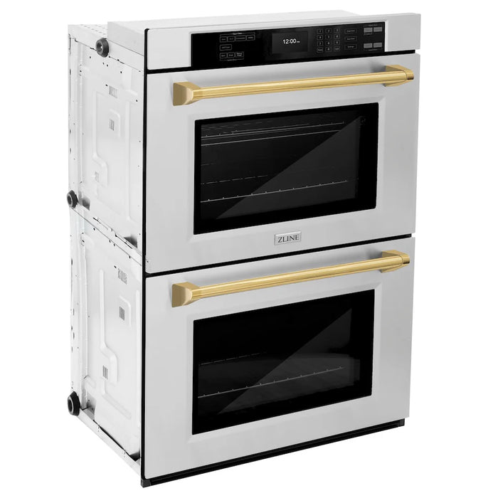 ZLINE 30"Professional True Convection Double Wall Oven, Air Fry, Self Clean, Stainless Steel, Gold WADZ-30-G