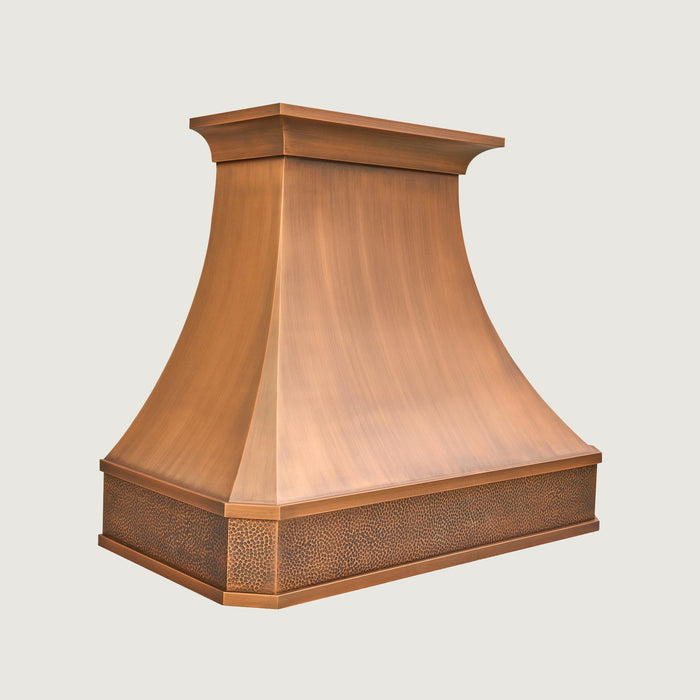 Custom Faceted Curved Copper Range Hood- CHCR02