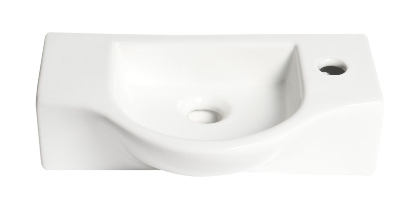ALFI brand White 18" Small Wall Mounted Ceramic Sink, Faucet Hole ABC114