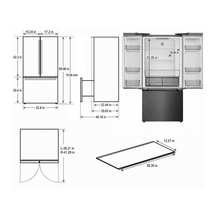 Verona 33" Freestanding French Door Refrigerator VEFFD3316RISL