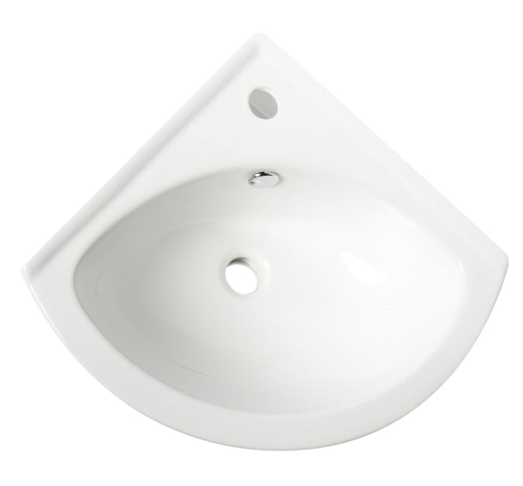 ALFI brand White 22" Corner Wall Mounted Ceramic Sink, Faucet Hole ABC120
