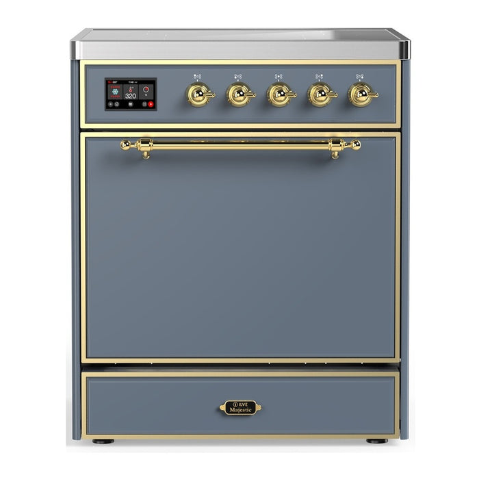 ILVE 30"Majestic III Induction Range, Blue Grey, Burnished Trim UMIB30QNR3BGB