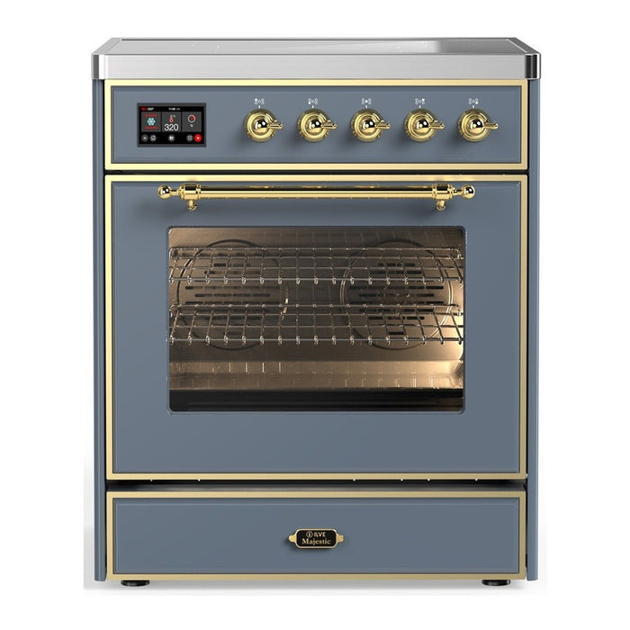 ILVE 30" Majestic III Series Induction Range Blue Grey, Burnished Trim UMIB30NR3BGB