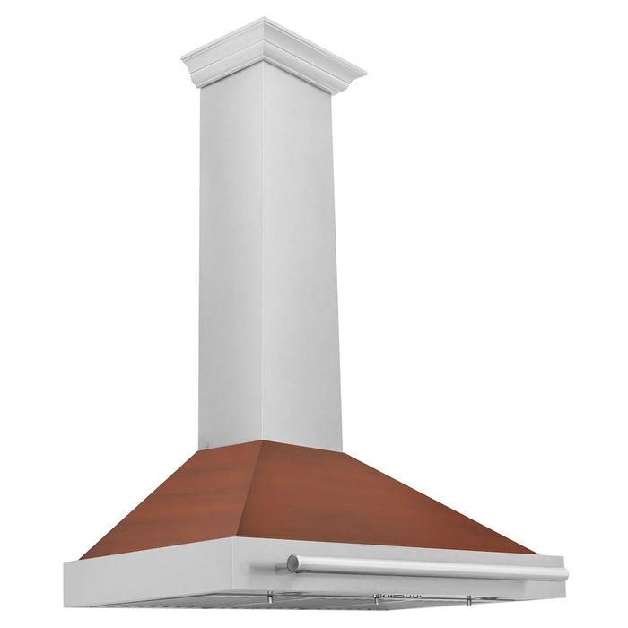 ZLINE Convertible Satin Stainless Steel Wall Mount Range Hood, Copper Shell, Stainless Steel Handle KB4SNX-C