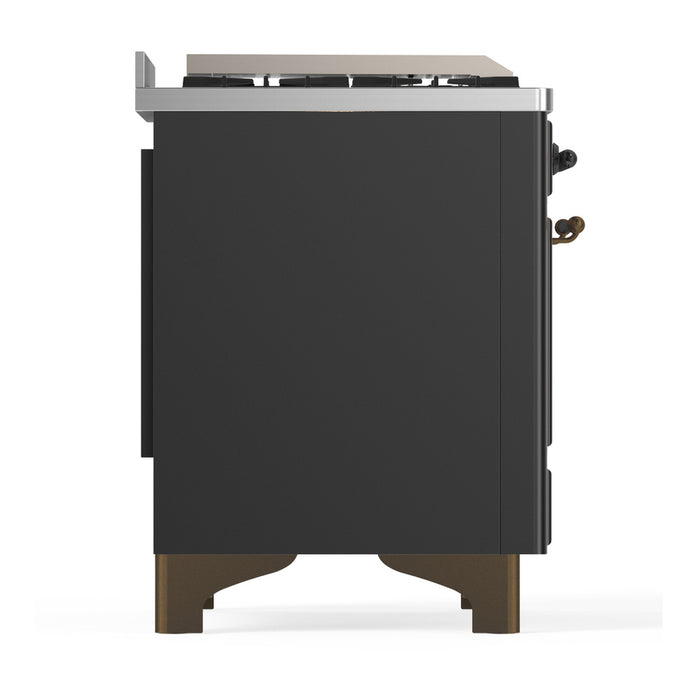 ILVE Majestic III 40" Dual Fuel, Range, Matte Graphite, Burnished Trim UMD40FNR3MGB