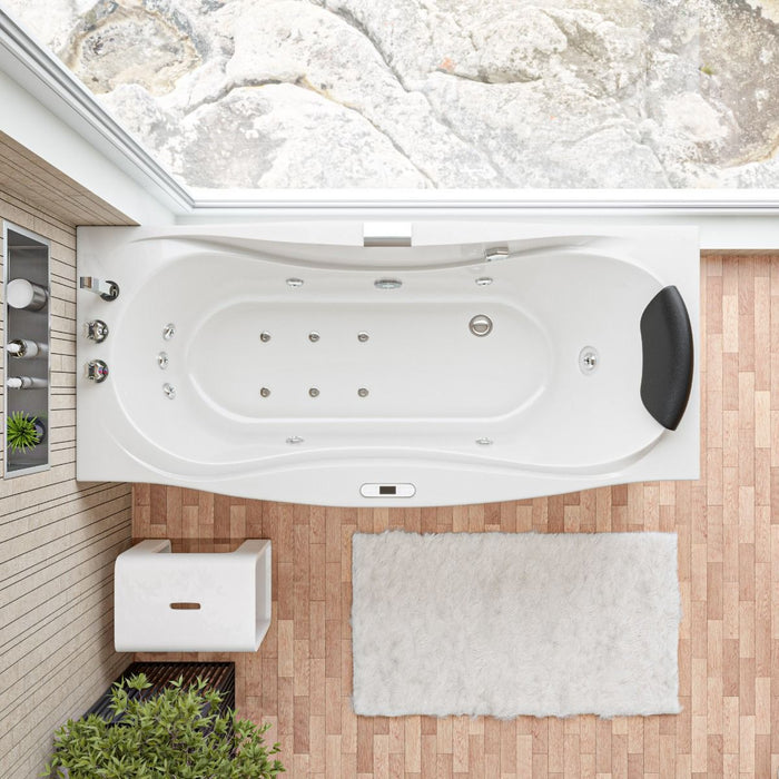 EAGO 6 ft Right Drain Acrylic White Whirlpool Bathtub, Fixtures AM189ETL-L