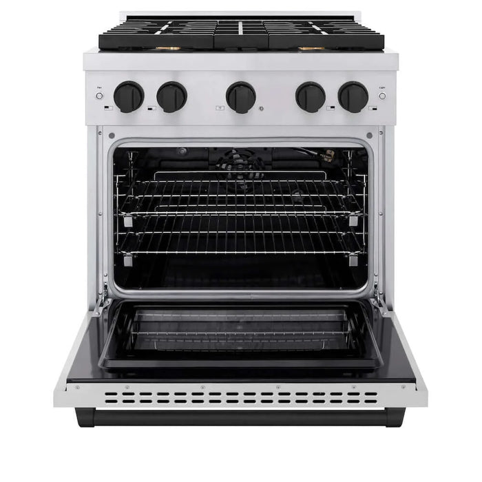 ZLINE 30"Gas Range, Convection Oven Stainless Steel, Matte Black, SGRZ-30-MB