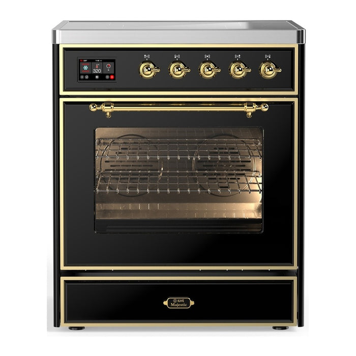 ILVE 30" Majestic III Induction Range Glossy Black Burnished Trim UMIB30NR3BKB
