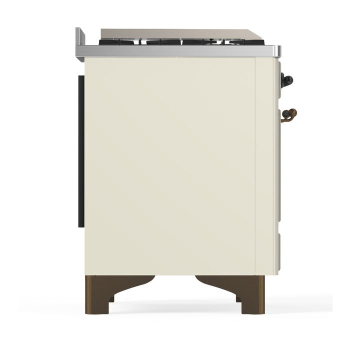ILVE Majestic III 60" Dual Fuel Range, Antique White, Burnished Trim UM60FSNR3AWB