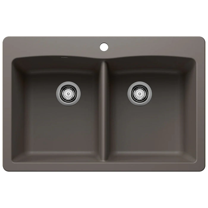 BLANCO Diamond SILGRANIT 33" 50/50 Double Bowl Dual Mount Kitchen Sink