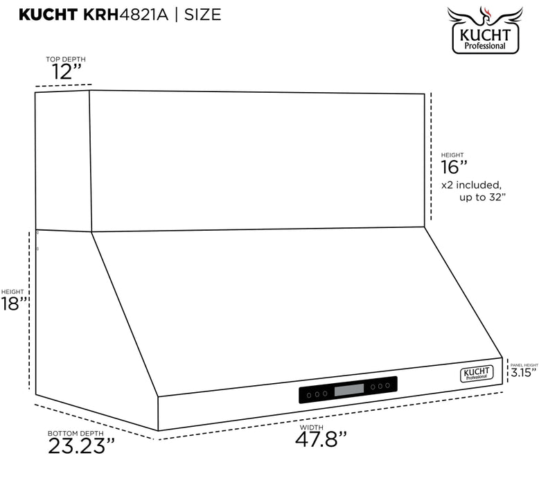 Kucht Gemstone™ 48" Wall Mount Range Hood KRH483A-C