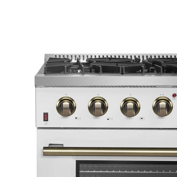FORNO Galiano 36" Gas on Gas Range FFSGS6244-36WHT