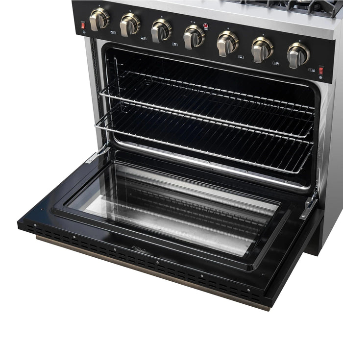FORNO Galiano 36" Gas on Gas Range FFSGS6244-36BLK