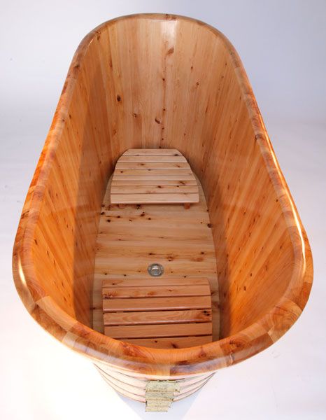 ALFI brand 63'' Free Standing Cedar Wooden Bathtub AB1105