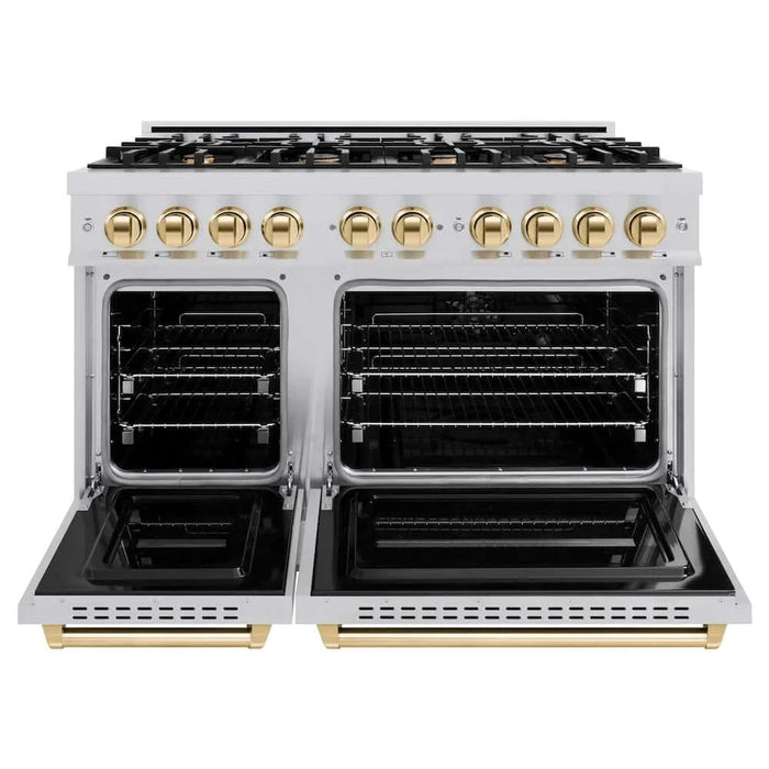 ZLINE 48" Classic Gas Range, Convection Gas Oven Stainless Steel, Gold CGRZ-48-G