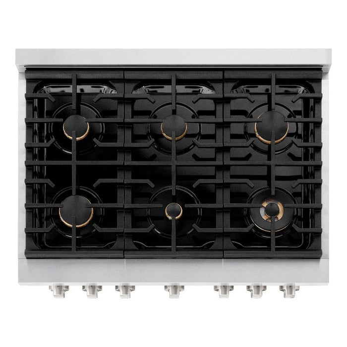 ZLINE 36"Paramount Dual Fuel Range Stainless Steel, Brass Burner, SDR-BR-36