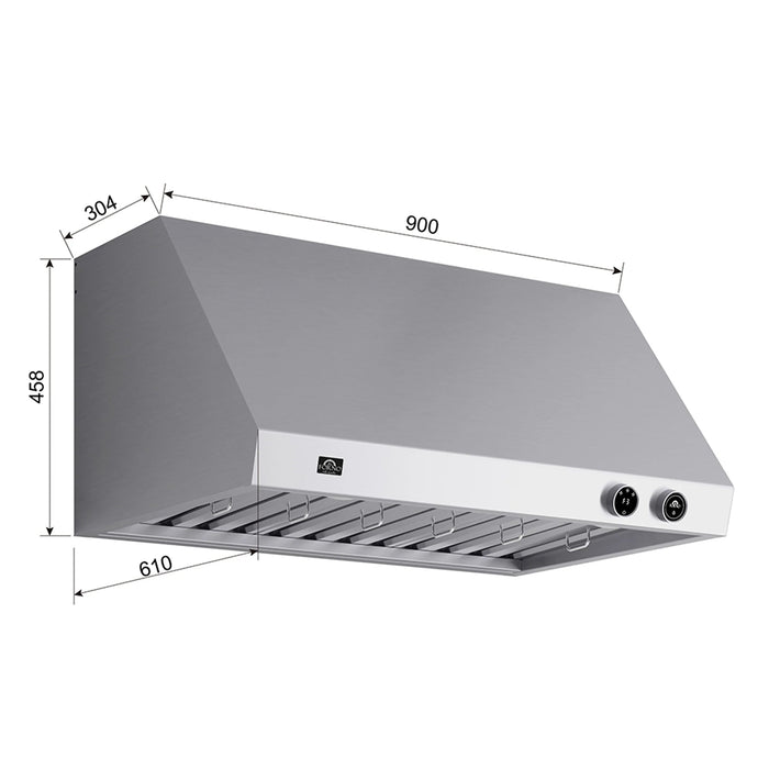 Forno 36'' 600 CFM Wall Mount Range Hood, Stainless Steel FRHWM5009-36